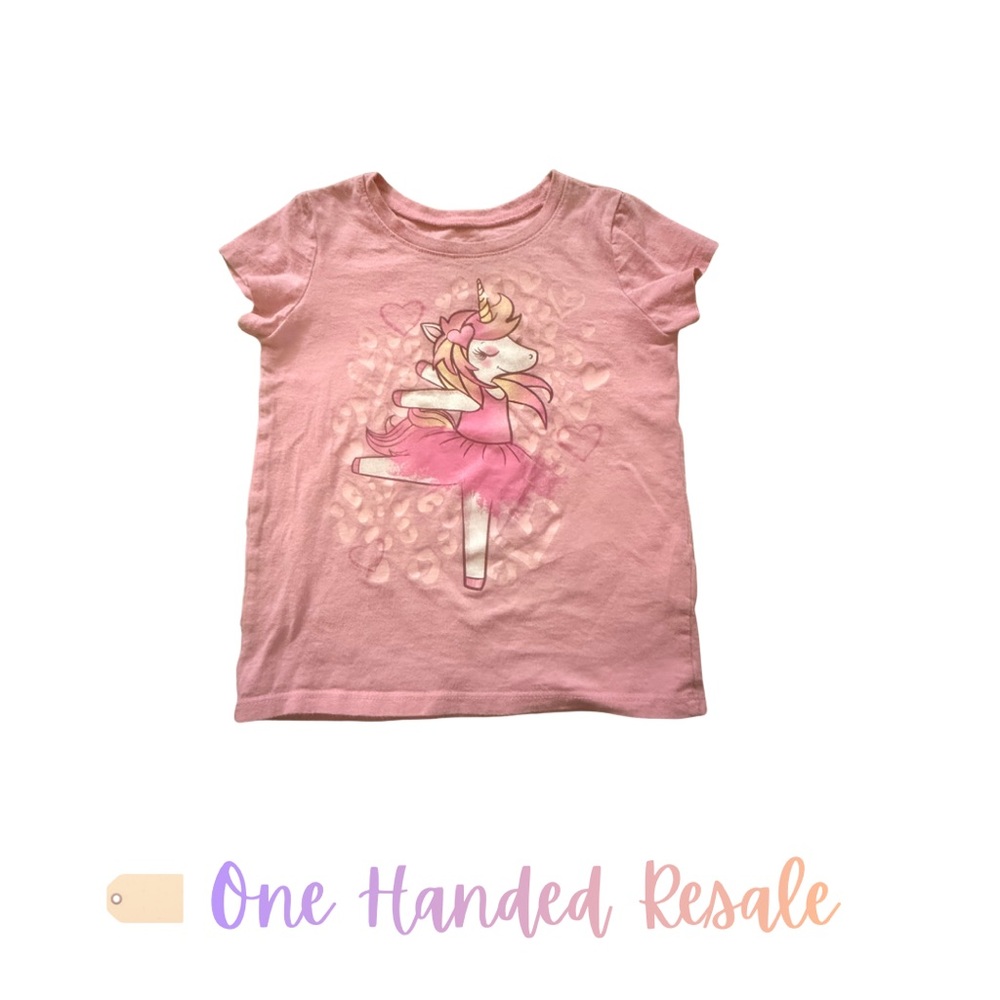 🩰 The Children's Place Pink Ballerina Unicorn Ballet Graphic Short Sleeve Tee 4T